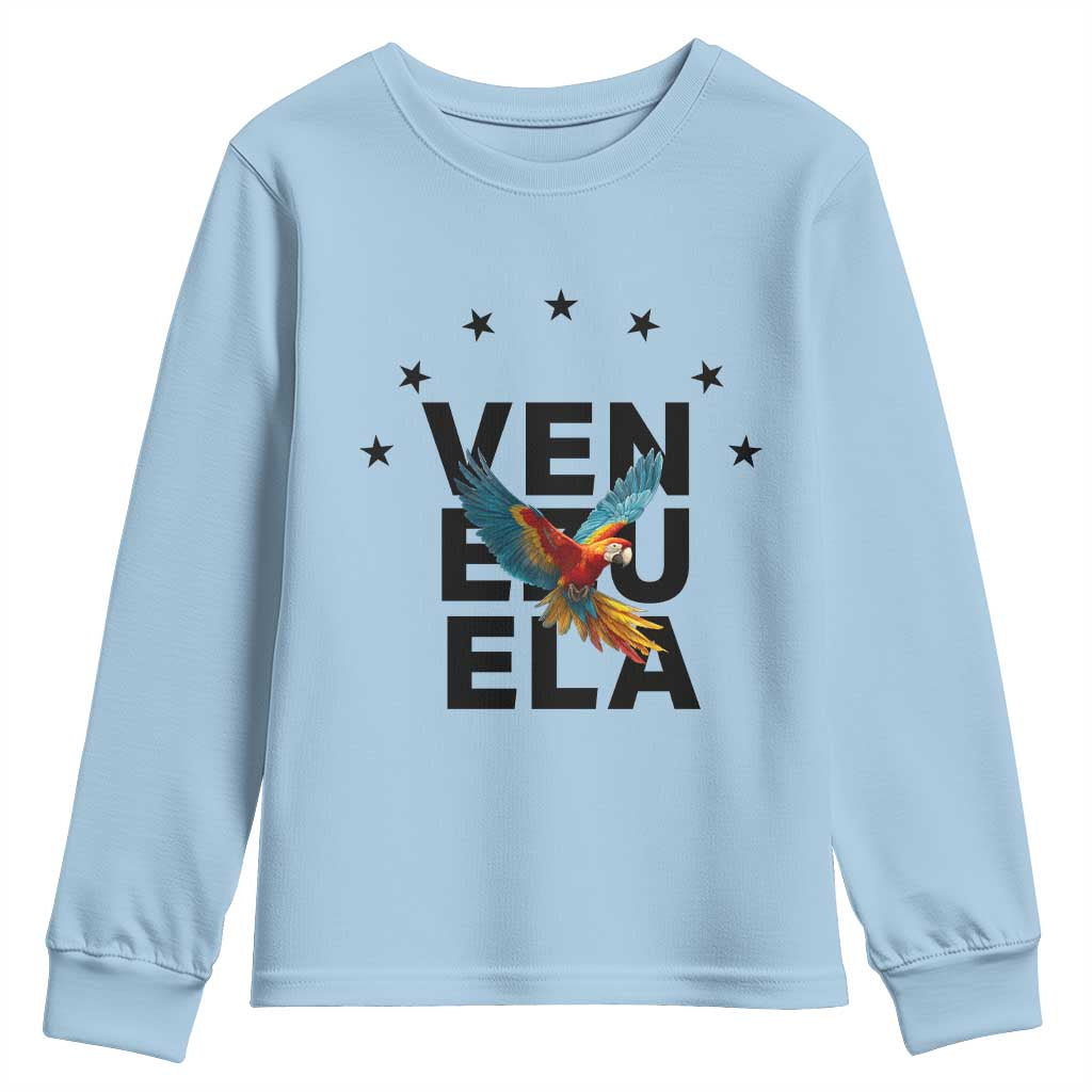 Venezuela Pride Flying Macaw Youth Sweatshirt Ara Macao Guacamaya Venezuelan Pride Tropical Bird