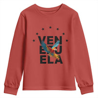 Venezuela Pride Flying Macaw Youth Sweatshirt Ara Macao Guacamaya Venezuelan Pride Tropical Bird