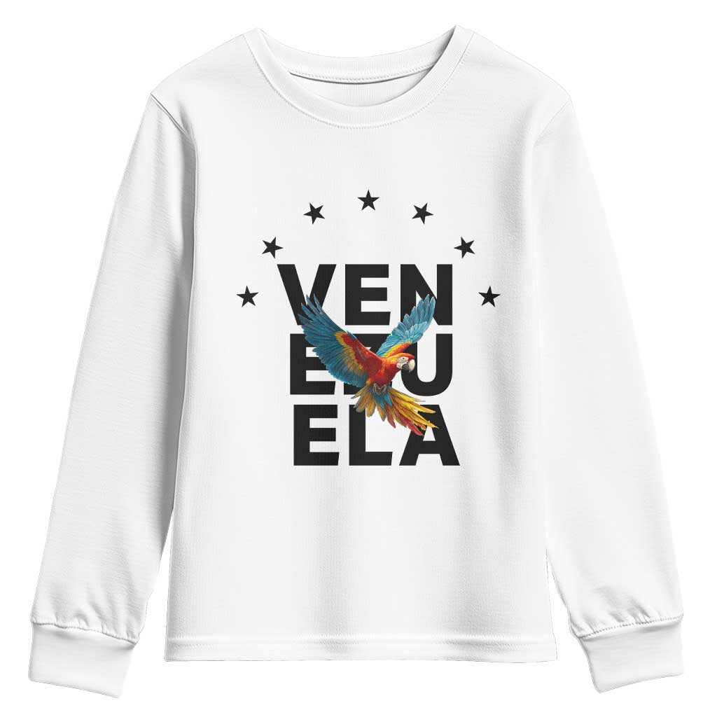 Venezuela Pride Flying Macaw Youth Sweatshirt Ara Macao Guacamaya Venezuelan Pride Tropical Bird