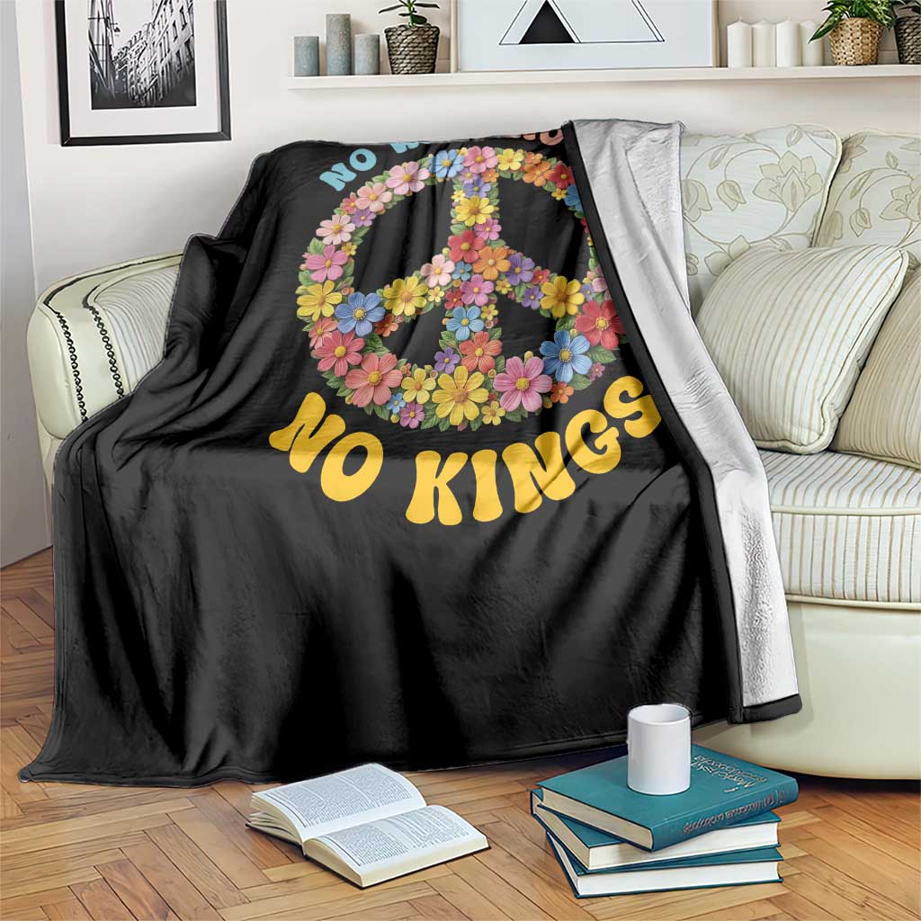 No Wars No Ice No Kings Retro Flower Throw Blanket Hippie Floral Peace Sign Social Justice Anti War Protest