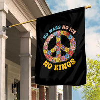 No Wars No Ice No Kings Retro Flower Garden Flag Hippie Floral Peace Sign Social Justice Anti War Protest