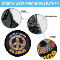 No Wars No Ice No Kings Retro Flower Spare Tire Cover Hippie Floral Peace Sign Social Justice Anti War Protest
