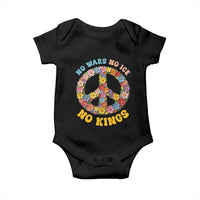 No Wars No Ice No Kings Retro Flower Baby Onesie Hippie Floral Peace Sign Social Justice Anti War Protest