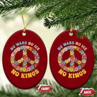 No Wars No Ice No Kings Retro Flower Ceramic Ornament Hippie Floral Peace Sign Social Justice Anti War Protest