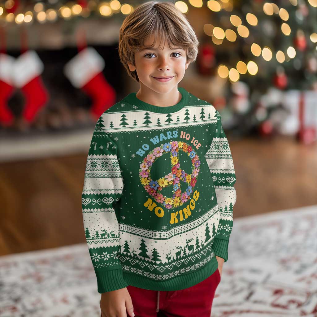 No Wars No Ice No Kings Retro Flower Ugly Christmas Sweater Hippie Floral Peace Sign Social Justice Anti War Protest