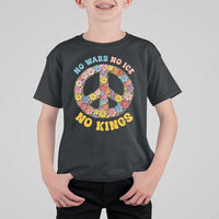 No Wars No Ice No Kings Retro Flower T Shirt For Kid Hippie Floral Peace Sign Social Justice Anti War Protest