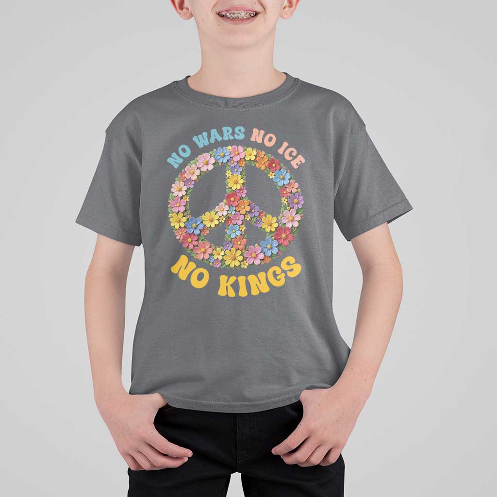 No Wars No Ice No Kings Retro Flower T Shirt For Kid Hippie Floral Peace Sign Social Justice Anti War Protest