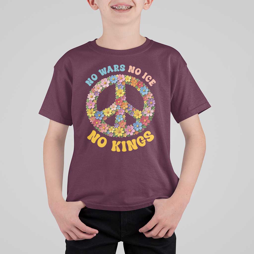 No Wars No Ice No Kings Retro Flower T Shirt For Kid Hippie Floral Peace Sign Social Justice Anti War Protest