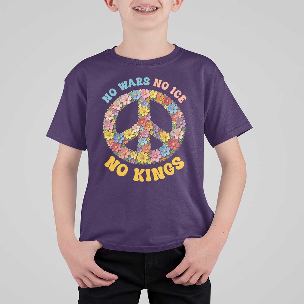 No Wars No Ice No Kings Retro Flower T Shirt For Kid Hippie Floral Peace Sign Social Justice Anti War Protest