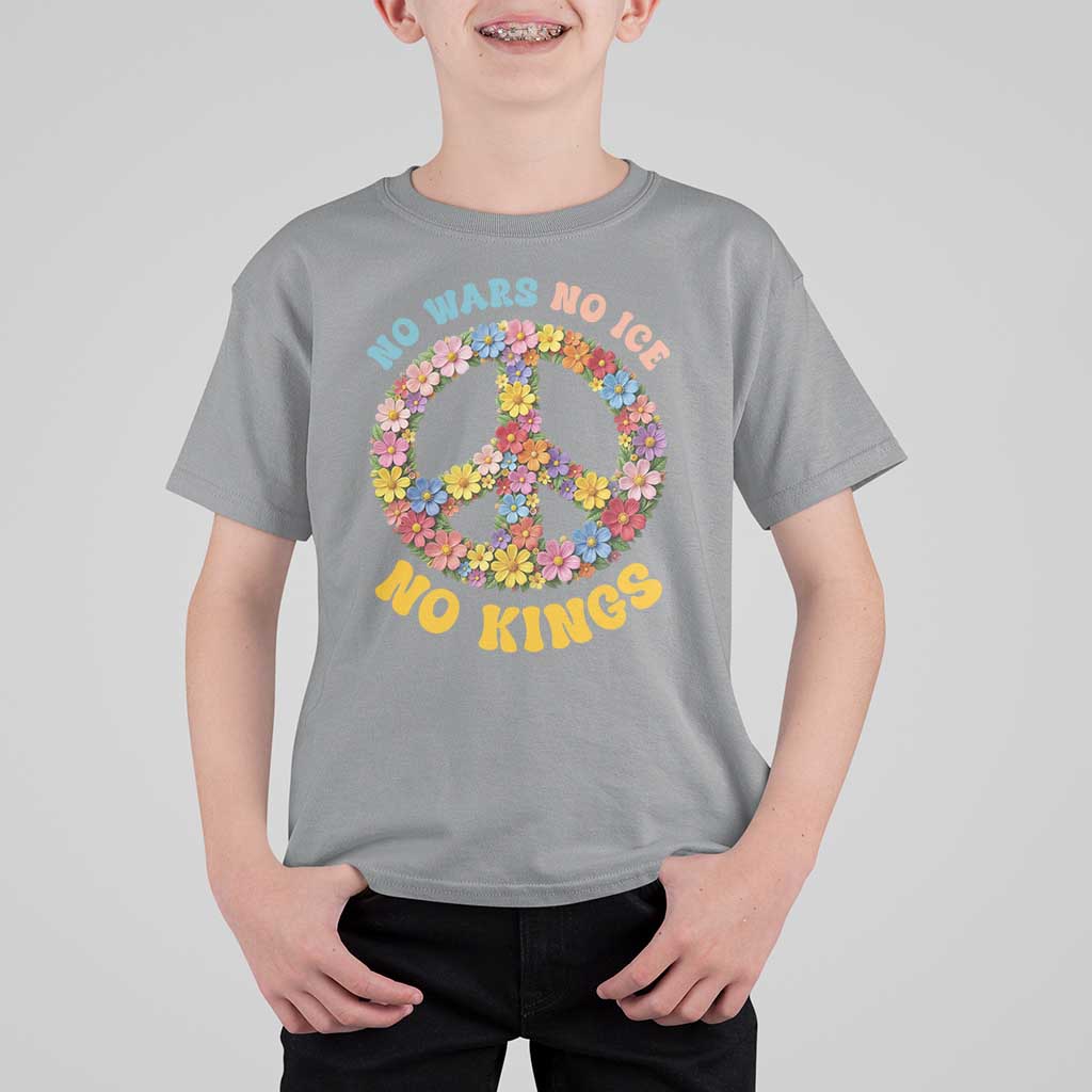No Wars No Ice No Kings Retro Flower T Shirt For Kid Hippie Floral Peace Sign Social Justice Anti War Protest