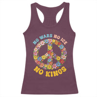 No Wars No Ice No Kings Retro Flower Racerback Tank Top Hippie Floral Peace Sign Social Justice Anti War Protest