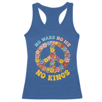 No Wars No Ice No Kings Retro Flower Racerback Tank Top Hippie Floral Peace Sign Social Justice Anti War Protest