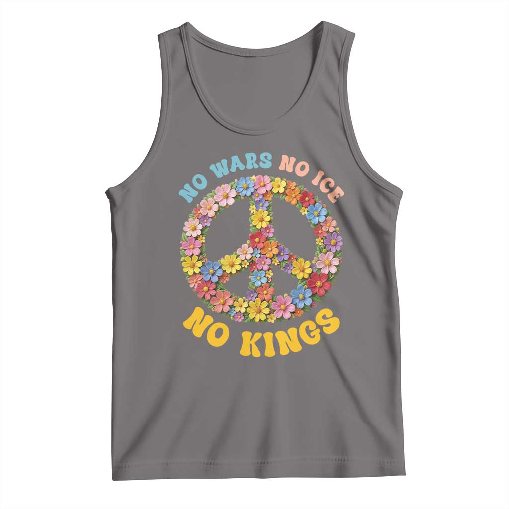 No Wars No Ice No Kings Retro Flower Tank Top Hippie Floral Peace Sign Social Justice Anti War Protest