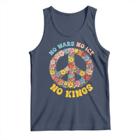 No Wars No Ice No Kings Retro Flower Tank Top Hippie Floral Peace Sign Social Justice Anti War Protest