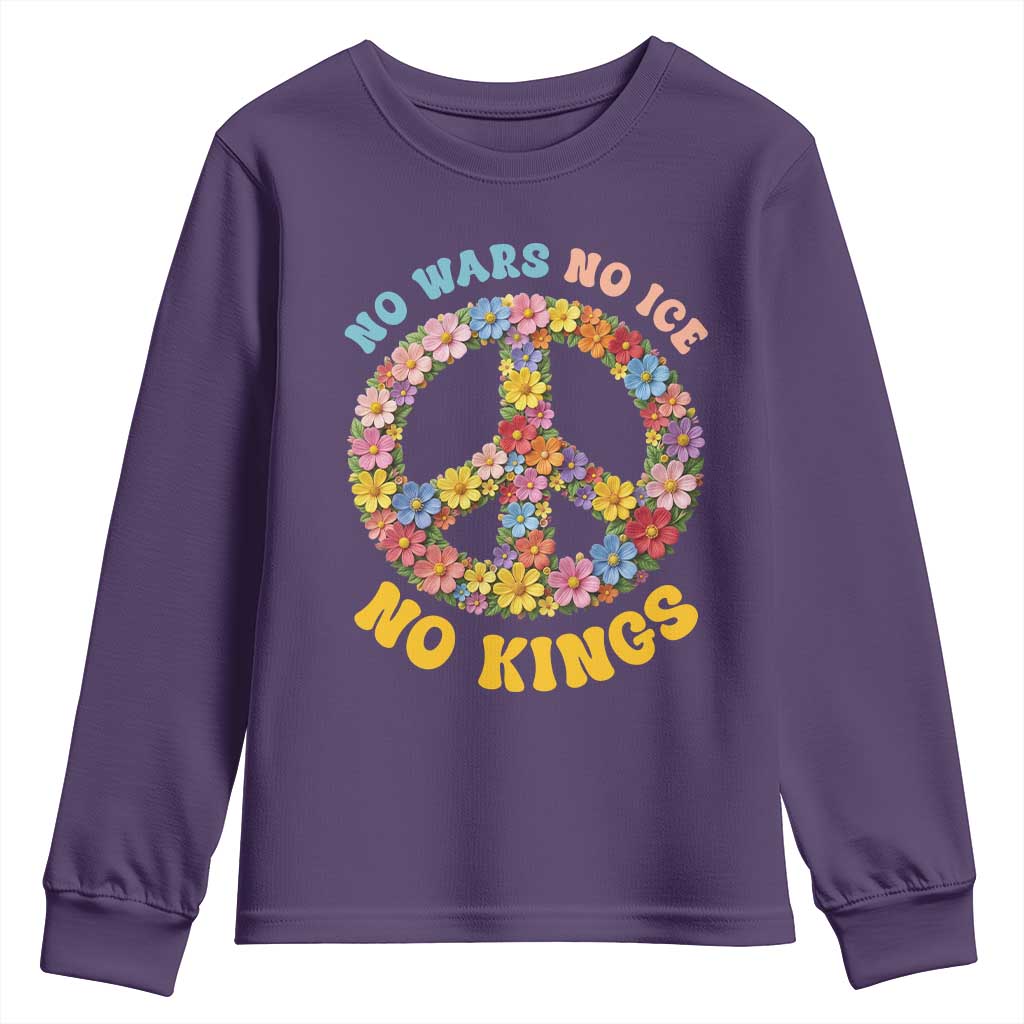 No Wars No Ice No Kings Retro Flower Youth Sweatshirt Hippie Floral Peace Sign Social Justice Anti War Protest
