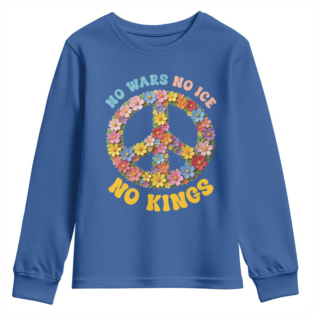 No Wars No Ice No Kings Retro Flower Youth Sweatshirt Hippie Floral Peace Sign Social Justice Anti War Protest