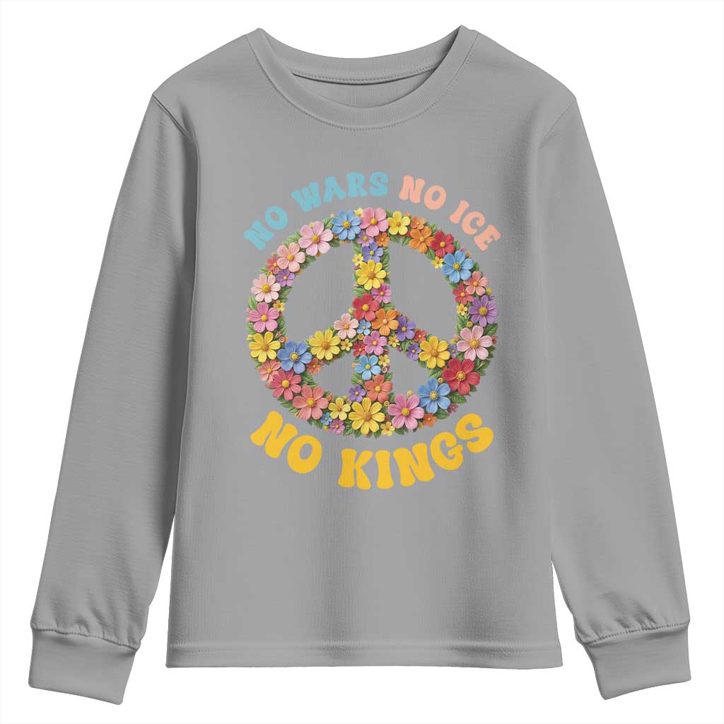 No Wars No Ice No Kings Retro Flower Youth Sweatshirt Hippie Floral Peace Sign Social Justice Anti War Protest
