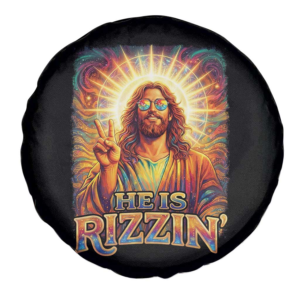 Funny Christian Easter He Is Rizzin Spare Tire Cover Trendy Jesus Humor with Sunglasses Faith Based Meme Gift