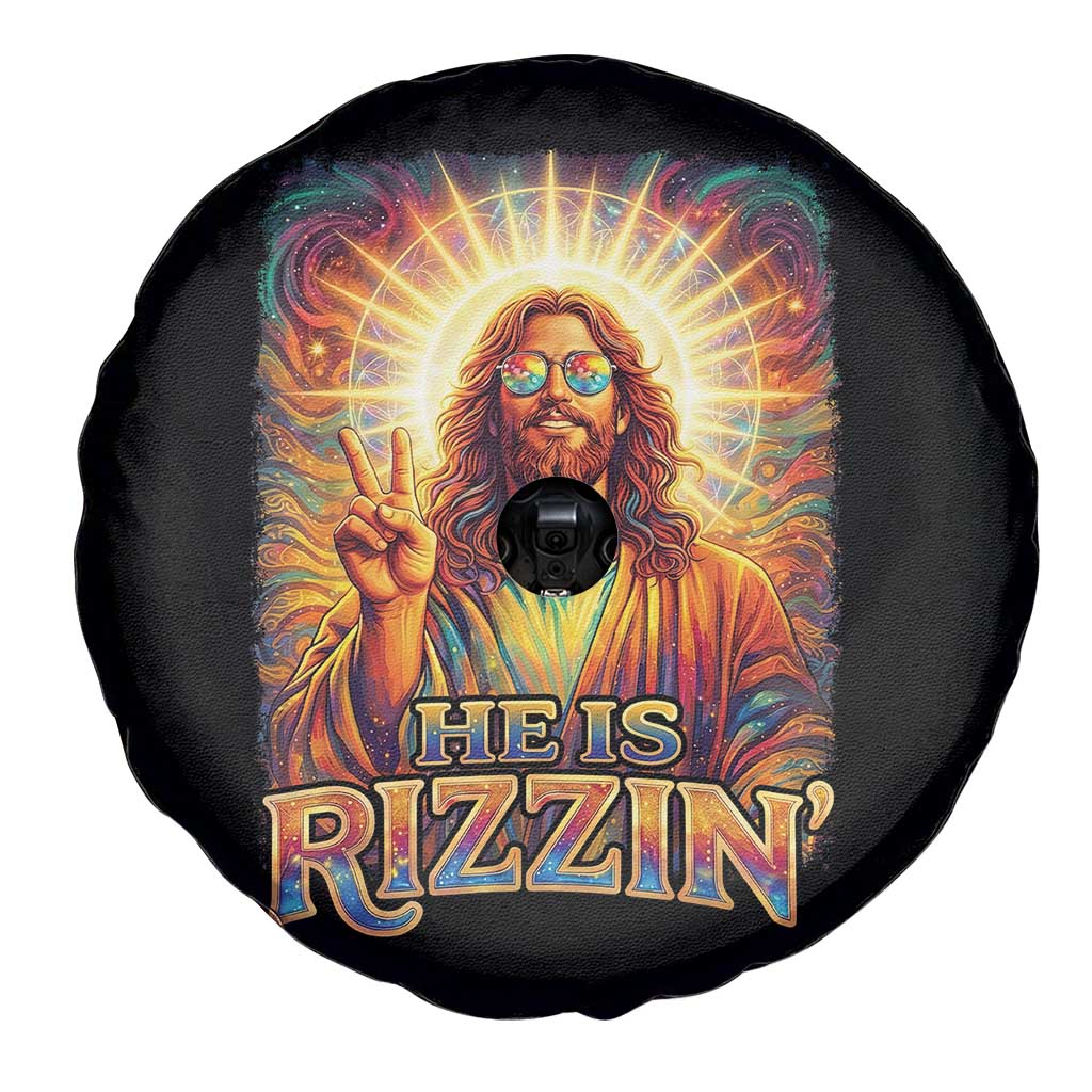 Funny Christian Easter He Is Rizzin Spare Tire Cover Trendy Jesus Humor with Sunglasses Faith Based Meme Gift