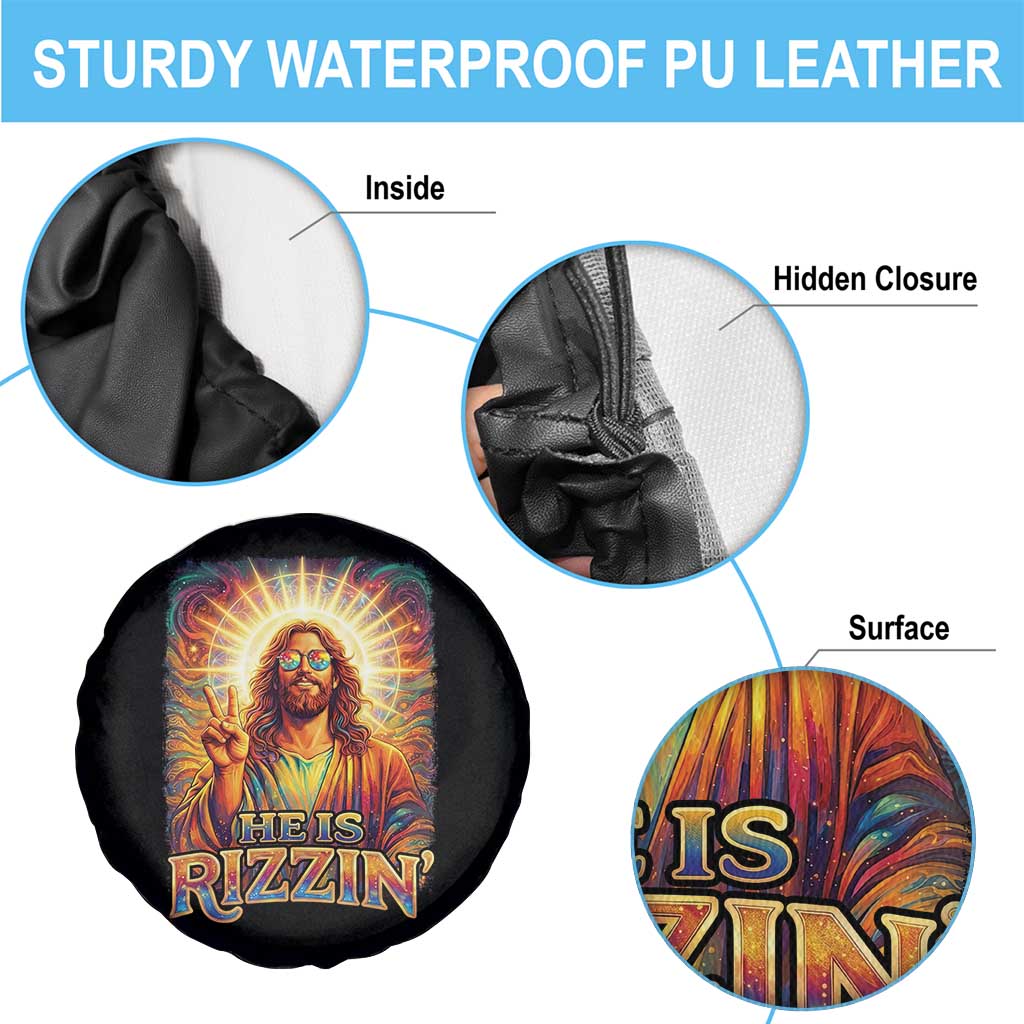 Funny Christian Easter He Is Rizzin Spare Tire Cover Trendy Jesus Humor with Sunglasses Faith Based Meme Gift