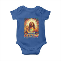 Funny Christian Easter He Is Rizzin Baby Onesie Trendy Jesus Humor with Sunglasses Faith Based Meme Gift