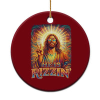 Funny Christian Easter He Is Rizzin Ceramic Ornament Trendy Jesus Humor with Sunglasses Faith Based Meme Gift