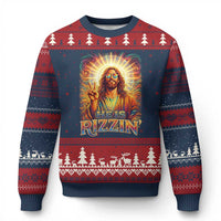 Funny Christian Easter He Is Rizzin Ugly Christmas Sweater Trendy Jesus Humor with Sunglasses Faith Based Meme Gift