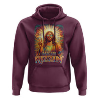 Funny Christian Easter He Is Rizzin Hoodie Trendy Jesus Humor with Sunglasses Faith Based Meme Gift