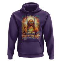 Funny Christian Easter He Is Rizzin Hoodie Trendy Jesus Humor with Sunglasses Faith Based Meme Gift