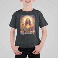 Funny Christian Easter He Is Rizzin T Shirt For Kid Trendy Jesus Humor with Sunglasses Faith Based Meme Gift