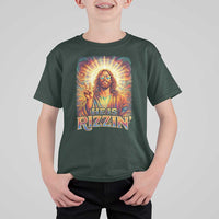 Funny Christian Easter He Is Rizzin T Shirt For Kid Trendy Jesus Humor with Sunglasses Faith Based Meme Gift