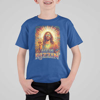 Funny Christian Easter He Is Rizzin T Shirt For Kid Trendy Jesus Humor with Sunglasses Faith Based Meme Gift