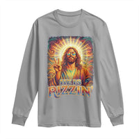 Funny Christian Easter He Is Rizzin Long Sleeve Shirt Trendy Jesus Humor with Sunglasses Faith Based Meme Gift