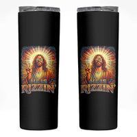 Funny Christian Easter He Is Rizzin Skinny Tumbler Trendy Jesus Humor with Sunglasses Faith Based Meme Gift