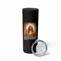 Funny Christian Easter He Is Rizzin Skinny Tumbler Trendy Jesus Humor with Sunglasses Faith Based Meme Gift
