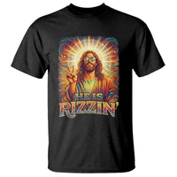 Funny Christian Easter He Is Rizzin T Shirt Trendy Jesus Humor with Sunglasses Faith Based Meme Gift