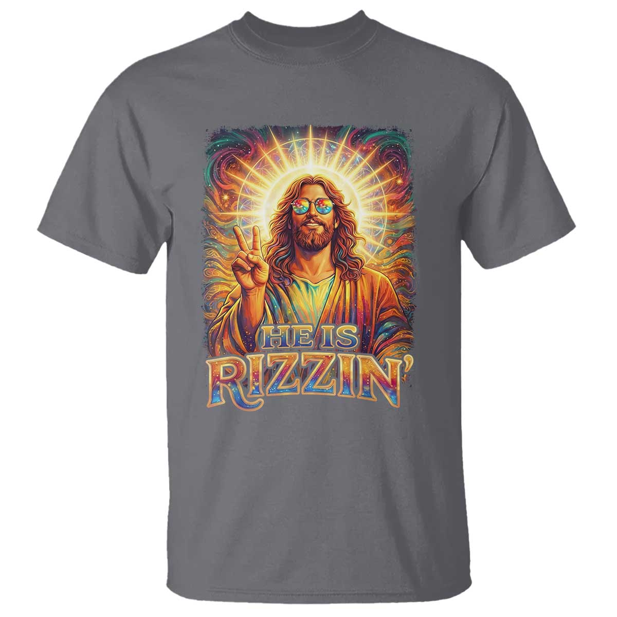 Funny Christian Easter He Is Rizzin T Shirt Trendy Jesus Humor with Sunglasses Faith Based Meme Gift