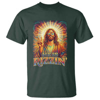 Funny Christian Easter He Is Rizzin T Shirt Trendy Jesus Humor with Sunglasses Faith Based Meme Gift