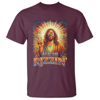 Funny Christian Easter He Is Rizzin T Shirt Trendy Jesus Humor with Sunglasses Faith Based Meme Gift