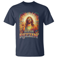 Funny Christian Easter He Is Rizzin T Shirt Trendy Jesus Humor with Sunglasses Faith Based Meme Gift