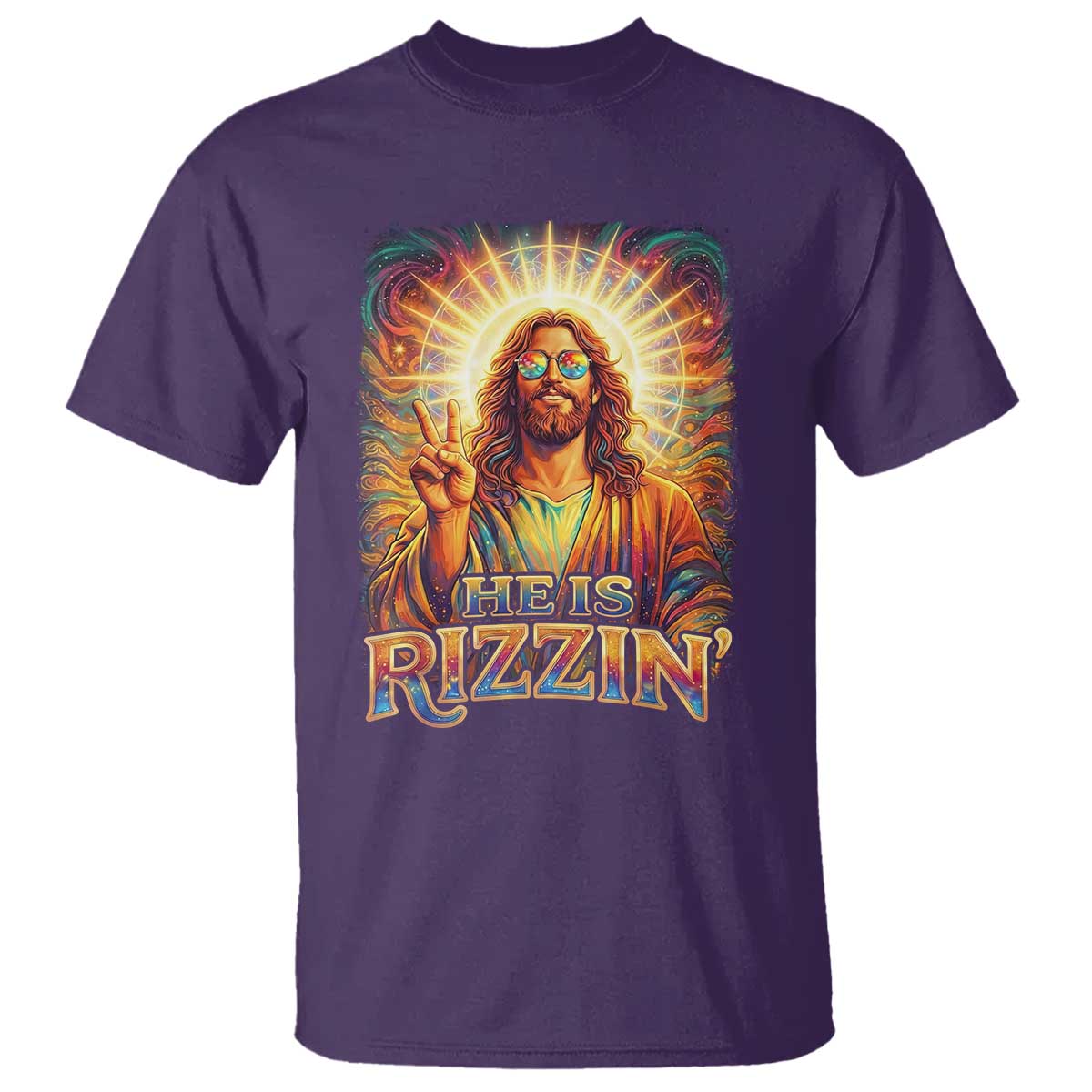 Funny Christian Easter He Is Rizzin T Shirt Trendy Jesus Humor with Sunglasses Faith Based Meme Gift