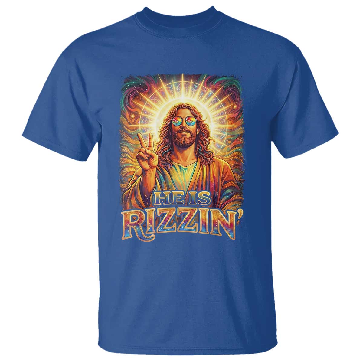 Funny Christian Easter He Is Rizzin T Shirt Trendy Jesus Humor with Sunglasses Faith Based Meme Gift