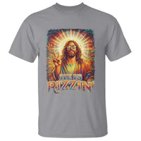 Funny Christian Easter He Is Rizzin T Shirt Trendy Jesus Humor with Sunglasses Faith Based Meme Gift