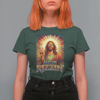 Funny Christian Easter He Is Rizzin T Shirt For Women Trendy Jesus Humor with Sunglasses Faith Based Meme Gift