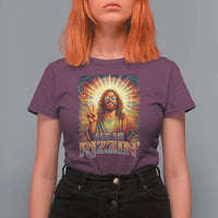 Funny Christian Easter He Is Rizzin T Shirt For Women Trendy Jesus Humor with Sunglasses Faith Based Meme Gift