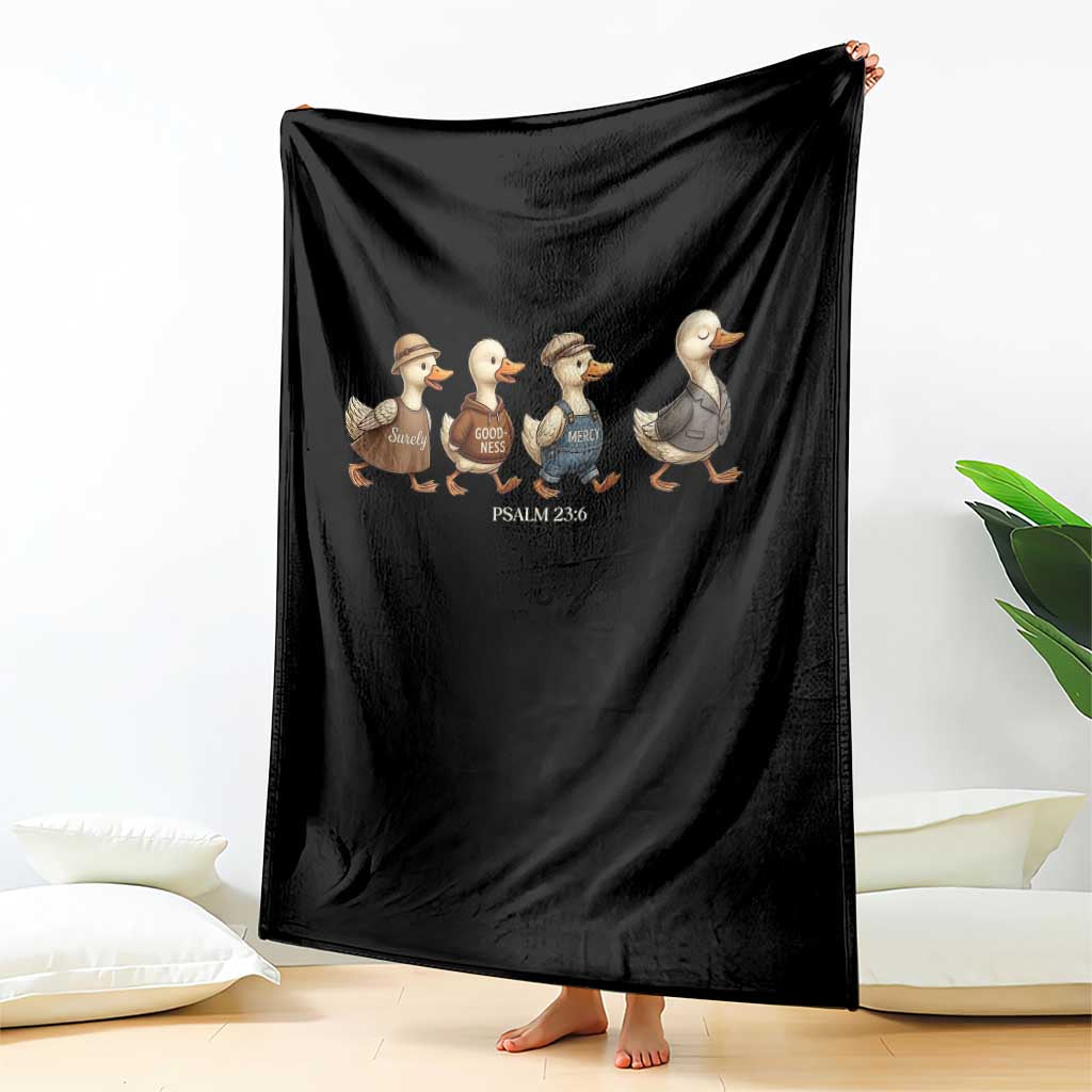 Funny Christian Psalm 23:6 Duck Pun Throw Blanket Surely Goodness and Mercy Cute Bible Humor Gift