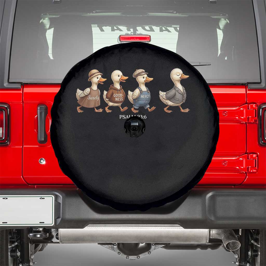 Funny Christian Psalm 23:6 Duck Pun Spare Tire Cover Surely Goodness and Mercy Cute Bible Humor Gift