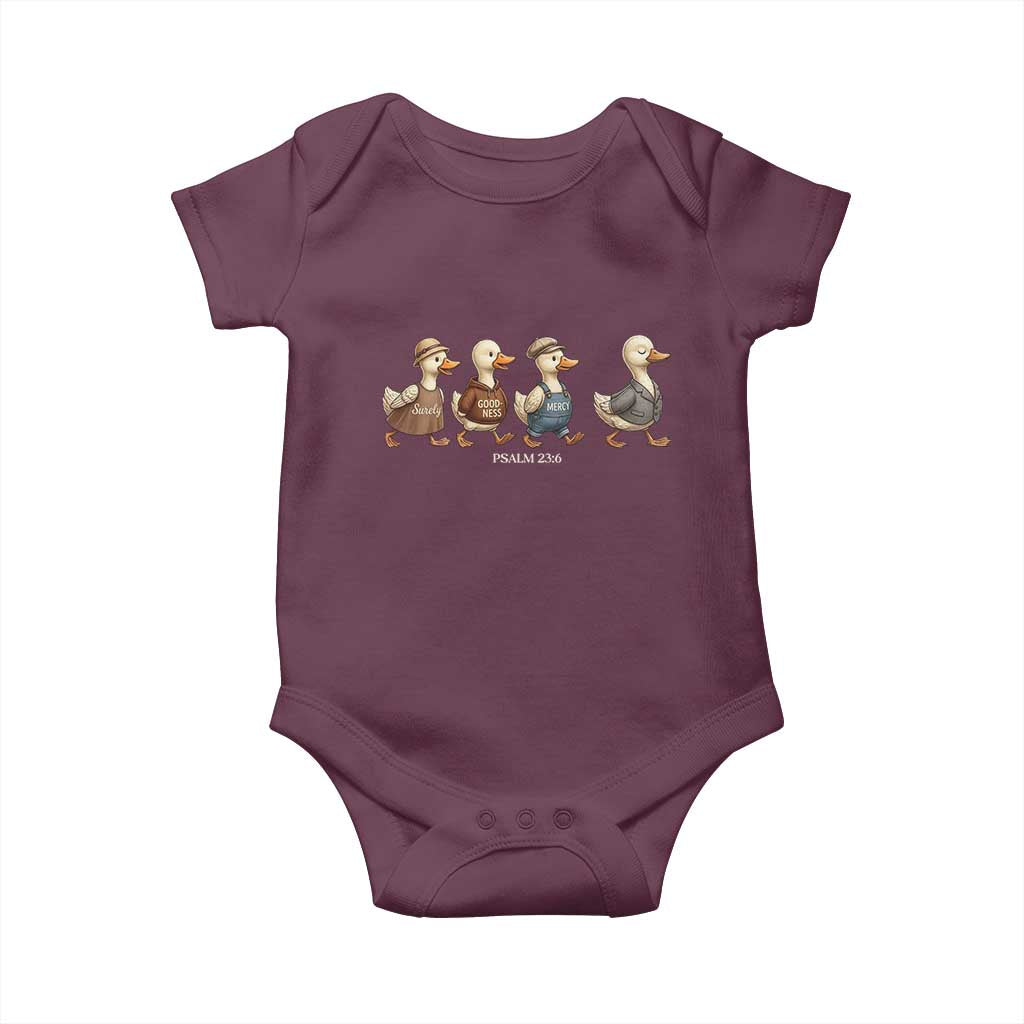 Funny Christian Psalm 23:6 Duck Pun Baby Onesie Surely Goodness and Mercy Cute Bible Humor Gift