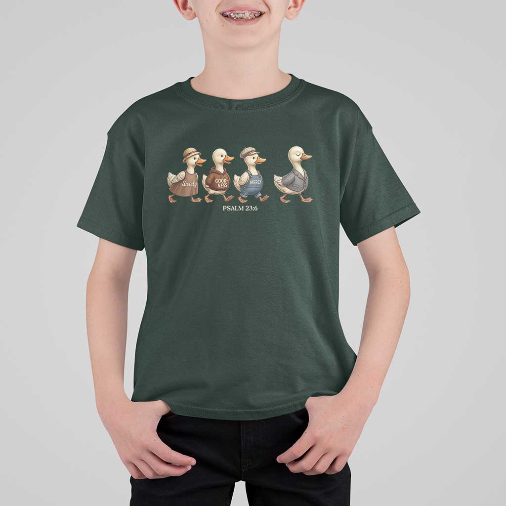 Funny Christian Psalm 23:6 Duck Pun T Shirt For Kid Surely Goodness and Mercy Cute Bible Humor Gift