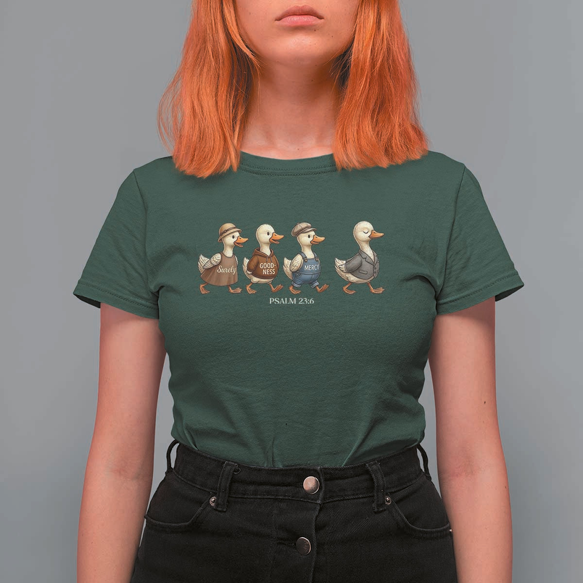Funny Christian Psalm 23:6 Duck Pun T Shirt For Women Surely Goodness and Mercy Cute Bible Humor Gift